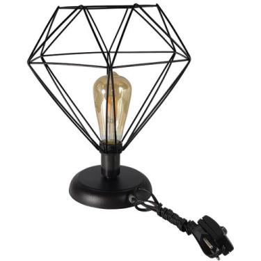 Imagem de Abajur Aramado Diamante Grande cor preto todos ambientes - Jota Ilumin