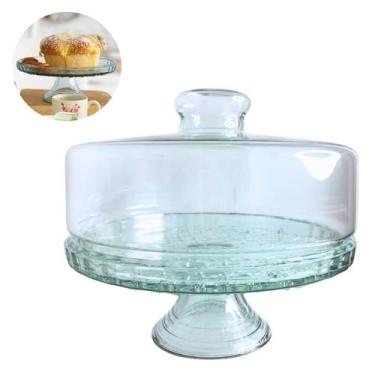 Imagem de Prato para bolo de vidro com tampa boleira com pé pedestal - Mistral B