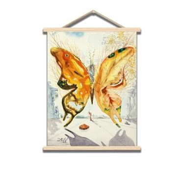 Imagem de Pôster suspenso de madeira Salvador Dali Borboleta Vênus - Pintura Mestre Surrealismo Impressão Borboleta Poster Decoração Estética - Adequado para Sala de Estar Sala de Estar Escritório Decoração de