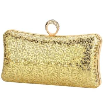 Imagem de AMOUR DE LOTUS Bolsas de noite femininas douradas brilhantes com lantejoulas bolsas de mão luxuosas com corrente para festa de casamento