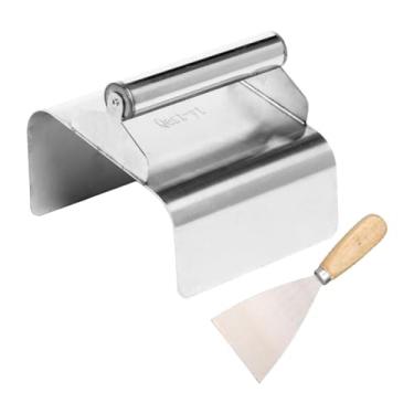 Imagem de Bothyi Desempenadeira de borda de jardim, desempenadeira de borda, reboco manual, acabamento de margem, apontamento de azulejos, aço inoxidável curvo, Prata com Borda Chanfrada