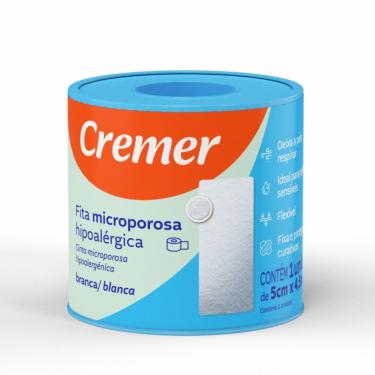 Imagem de Fita Microporosa Hipoalérgica Cremer Branca 5cm x 4,5m 1 Unidade
