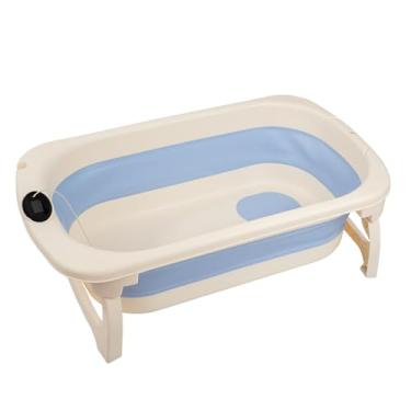 Imagem de Banheira Portátil Infantil Com Termômetro Digital para bebe Azul