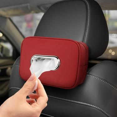 Imagem de Ongfuwu Porta-lenços de papel de carro grande para 120 lenços padrão, caixa de lenços de couro para banco traseiro, capa de guardanapo de carro, organizador de guardanapo automático, caixa de papel de