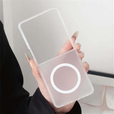 Imagem de Capa ultrafina transparente para Samsung Galaxy Z Flip 6 7 5 4 3 5G, capa magnética fosca para carregamento sem fio, branca fosca, para Samsung Z Flip5