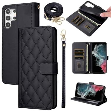 Imagem de Furiet Capa carteira para Samsung Galaxy S24 Ultra 5G com alça de pulso, alça de ombro, vários compartimentos para cartões, bolsa fólio, acessórios de couro PU, capa de celular para S24Ultra 24S S 24