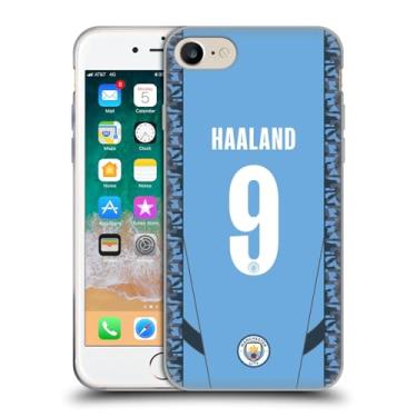 Imagem de Head Case Designs Capa de gel macia oficialmente licenciada pelo Manchester City Man City FC Erling Haaland 2024/25 Players Home Kit compatível com Apple iPhone 7/8/SE 2020 e 2022