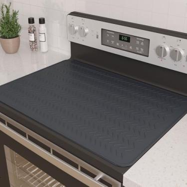 Imagem de GUDEYIHE Capas superiores de fogão para fogão elétrico, tapete de fogão de silicone premium espesso para fogão de vidro, protetor de tampa superior de fogão de vidro de 28 x 20, capa superior de fogão