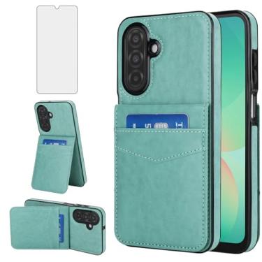Imagem de Asuwish Capa de telefone para Samsung Galaxy A26 5G com protetor de tela de vidro temperado e suporte para cartão de crédito capa carteira suporte acessórios de celular de couro A 26 26A LTE A265G