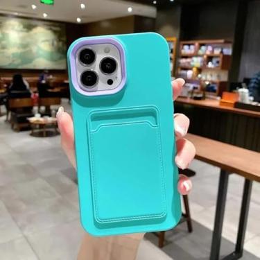Imagem de HPQWN Capa de celular luxuosa de silicone macio com capa anti-impacto para iPhone 11 Pro Max (para iPhone 11 Pro Max/azul-celeste)