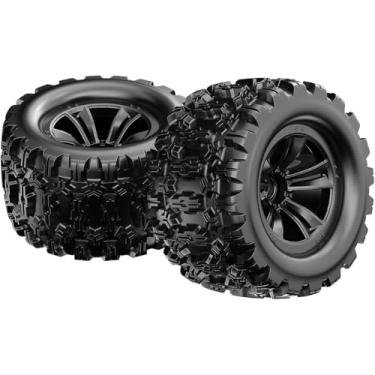 Imagem de 2PCS Original 12mm Hex Hub Wheel Rims & Rubber Tires for 1/10 Off-Road RC Car, 1/10 RC Car Accessories Wheels, Spare Parts for 10208, 1015A