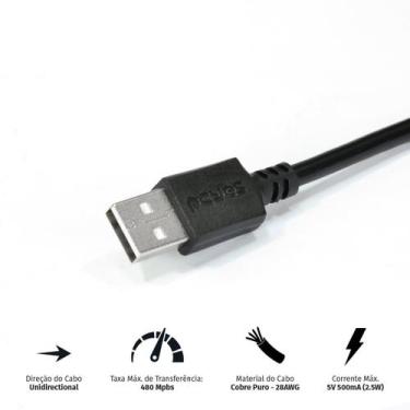 Imagem de Cabo Extensor Usb A 2.0 Macho Para Usb A 2.0 Femea 28awg Puro Cobre 1 