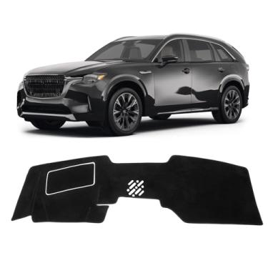 Imagem de KUST Capa de painel de carro para Mazda CX-90/CX90 2024 2025 com HUD poliéster antiderrapante console central painel acessórios interiores para Mazda CX-90/CX90 tapete de painel de ajuste