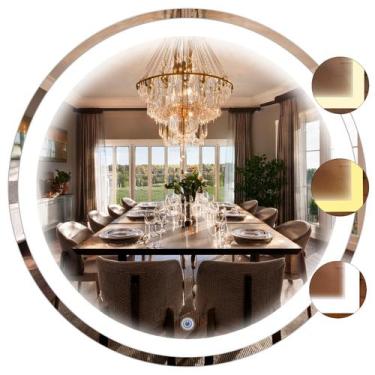 Imagem de Espelho 60x60 3 Cores Led Touch Decoração c/ pendurador - ESPAÇO