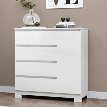 Imagem de Cômoda para Quarto com 4 Gavetas e Armário - Vega - Mx Móveis, Branco