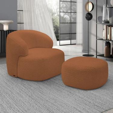 Imagem de Poltrona Decorativa Fixa Orgânica Para Sala Living Barolo L06 Bouclê Terracota - Gtdnexxus Terracota