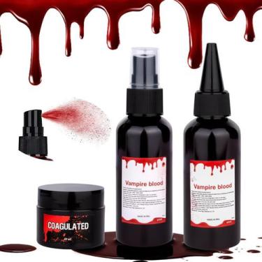 Imagem de Kit de maquiagem de sangue falso de Halloween Hidnvefen 160 ml, 3 unid