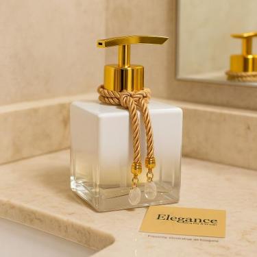 Imagem de Porta Sabonete Liquido Lavabo De Vidro Cubo Para Banheiro 250ml Luxo -