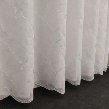 Imagem de Cortina 5 Metros de Largura Voal Bordado Arabesco Com Forro Microfibra