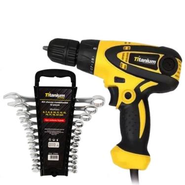 Imagem de Furadeira Parafusadeira Titanium 3/8`` 300W 7650 + Jg De Chaves