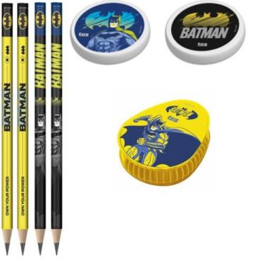 Imagem de Kit Batman com Lapis, Borracha e Apontador Tris, Kit1 com Apontador Am