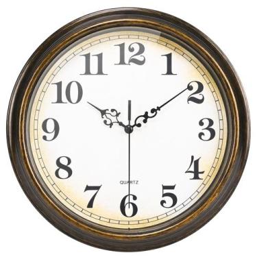 Imagem de Relógio de parede Yoiolclc Vintage Silent Non-Ticking 30 cm Bronze