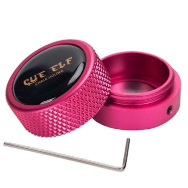 Imagem de CUEELF Suporte redondo de giz de sinuca suporte de giz acessórios de bilhar mini estojo de giz portátil acessório de mesa de bilhar (rosa vermelha)