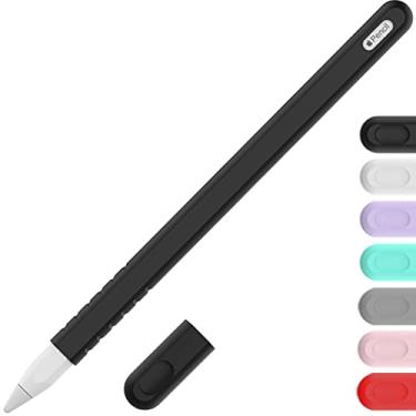 Imagem de YINVA Capa compatível com Apple Pencil 2ª geração, capa de aderência compatível com iPad Pencil 2ª geração com tampa de ponta (preto)