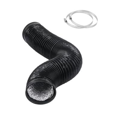 Imagem de CABAX 15 cm de diâmetro, duto de ar de 5 pés de comprimento, mangueira de ventilação de alumínio preto flexível de 15 cm de diâmetro para ventilação HVAC com 2 braçadeiras