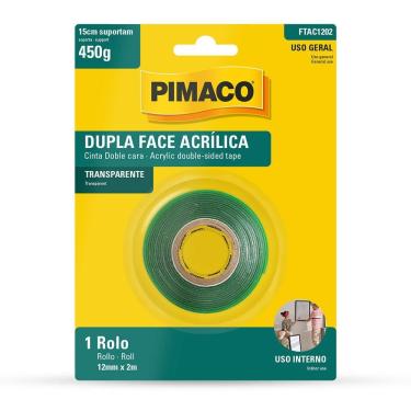 Imagem de Fita dupla face acrílica 12mmX2m - Pimaco
