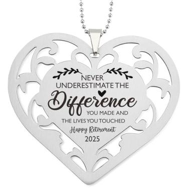 Imagem de Enfeite de coração de aposentadoria 2025 presente para colega de trabalho, professor, enfermeira, placa nunca faz diferença, placa inspiradora para pendurar para mulheres e homens, lembrança de
