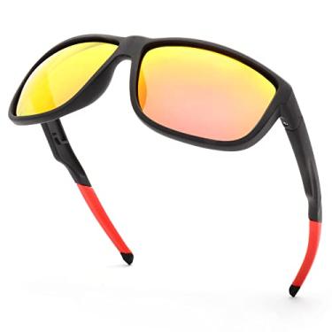 Imagem de PSI Óculos de sol premium para homens e mulheres polarizados, proteção UV, óculos de sol retangulares esportivos, Altura da lente amarela 50 mm, 60mm