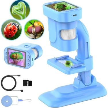 Imagem de Microscópio para crianças – Zoom 300x Microscópio digital 7.1 cm Kits STEM HD 1080P Brinquedos educativos kits científicos para crianças 5-7 8-12 brinquedos STEM para meninos presente de aniversário