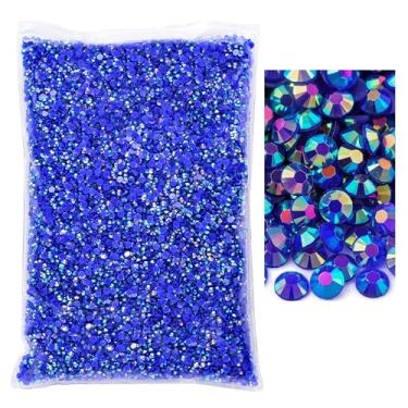 Imagem de Blinginbox 5000 peças de strass flatback, strass de resina não hotfix grande quantidade atacado para artesanato DIY design criativo, roupas, maquiagem, arte de unhas (6 mm = 0,6 cm, safira AB)
