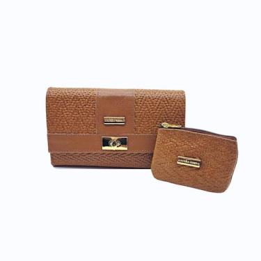 Imagem de Carteira Feminina Couro Legítimo Porta Cartões Docs Cédulas Divisórias