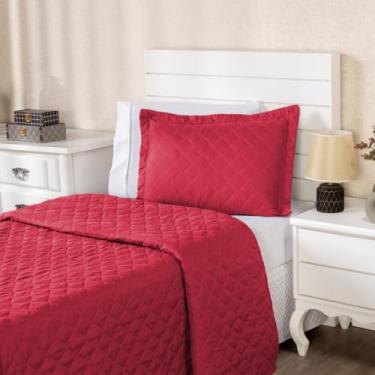 Imagem de Kit Colcha Veneza Solteiro 3 Peças | Cobre-Leito Liso + Fronha + Lençol com Elástico Branco | Roupa de Cama Solteiro Completa e Prática (Vermelho)