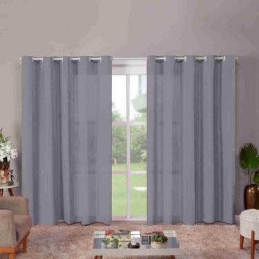 Imagem de Cortina Roma Decorativa, 6,00m x 2,20m, 2 Folhas, Poliéster, para Sala, Quarto, Escritório (CINZA)