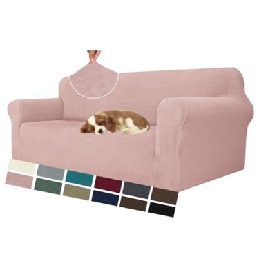 Imagem de MAXIJIN Capas de sofá para sofá de 3 almofadas (180 cm a 231 cm), 1 capa de sofá elástica com parte inferior elástica para crianças, cães (grande, padrão de diamante, rosa empoeirado)