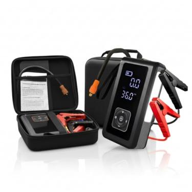 Imagem de Carregador de Baterias Sem Fio Carga de Bateria Carro com compressor de Ar Portatil Luz de emergencia e Carrega o Celular Chupeta Enche Pneu do Carro Moto Ideal Para Viagens Auxiliar de Partida