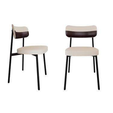 Imagem de Cadeira Alloa Fixa Com 4 Pés 50 X 44,7 X 83,8 Cm Com 2 Unidade Corriente Palha Courino Café