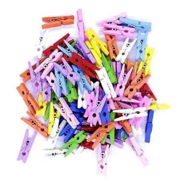 Imagem de 10X Kit 100 Unidades Mini Pregadores 2,5 Cm Coloridos