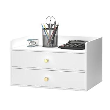 Imagem de Organizador de mesa de bambu com gavetas, caixa de armazenamento de mesa de madeira para contas, materiais de escritório, utensílios de cozinha, ferramenta de organização para sala de aula em casa