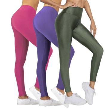 Imagem de Kit 3 Calças Legging BÁSICAS COLORIDAS Leg Fitness Academia Corrida Ci