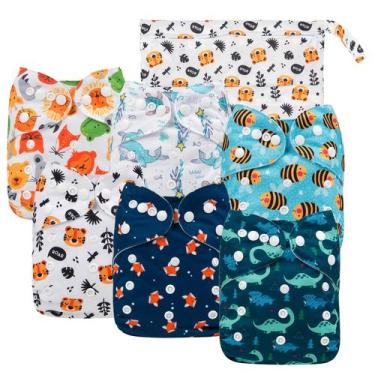 Imagem de Capas de fraldas de tecido babygoal, pacote com 6 unidades com bolsa ú