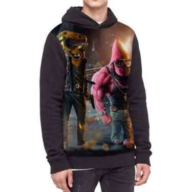 Imagem de Moletom Com Capuz Bob Esponja E Patrick Gangster Ref:303 - smoke, Pret