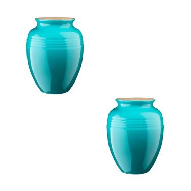 Imagem de KIT LE CREUSET 2 VASOS 15CM 1L CLÁSSICO EM CERÃMICA AZUL CARIBE