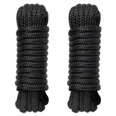 Imagem de Corda marítima de linhas de doca de barco - 1,9 cm x 6 m com laço pré-emendado de 30,5 cm cordas de nylon trançado duplo linha de amarração para barcos, ancoragem, pontão, acessórios de barco - pacote