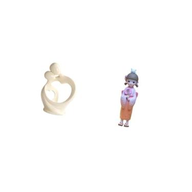 Imagem de Fenteer Coleção de Estatuetas Artísticas de Resina com Escultura de Casal de Bonecas Kabuki Geisha para Decoração de Mesa E Armário de Casa, Presente de Anive