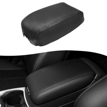 Imagem de KBH Substituição da capa do apoio de braço do console central para Cadillac SRX 2010 2011 2012 2013 2014 2015 2016, estofamento de tampa de descanso de braço de carro, couro de vinil, preto