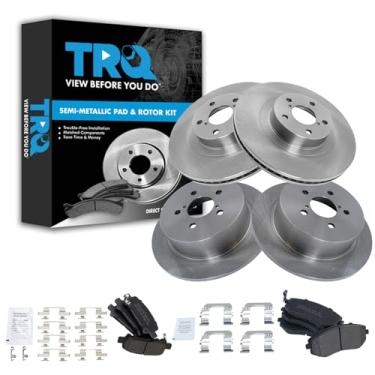 Imagem de TRQ Kit de pastilha e rotor de freio dianteiro e traseiro semimetálico compatível com Subaru Legacy 2006-2009